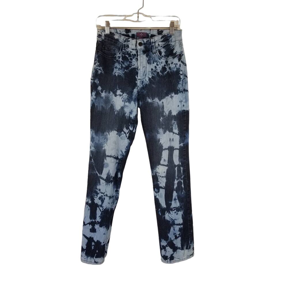 NYDJ Lift Tuck Technology Tye Dye Blue Women's Straight Jean's 6